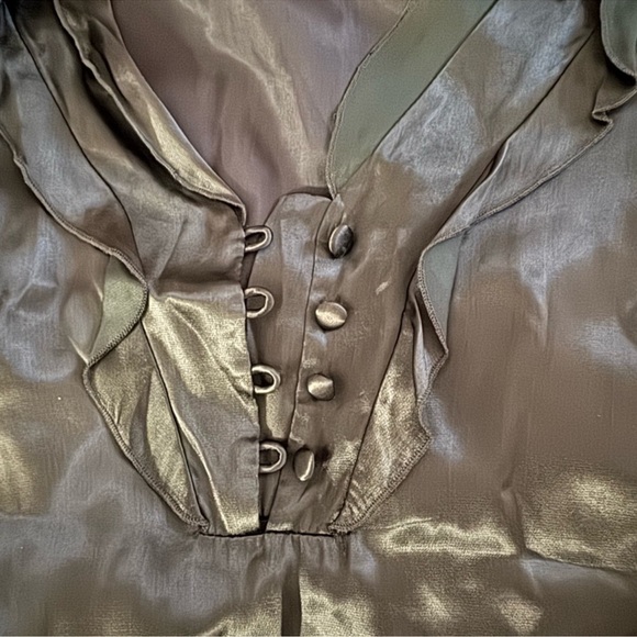 Viola Green Silk Blend Flutter Sleeve Midi Dress Size 4 - Picture 3 of 5